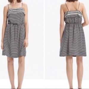 Madewell Striped Silk Tie-Waist Dress